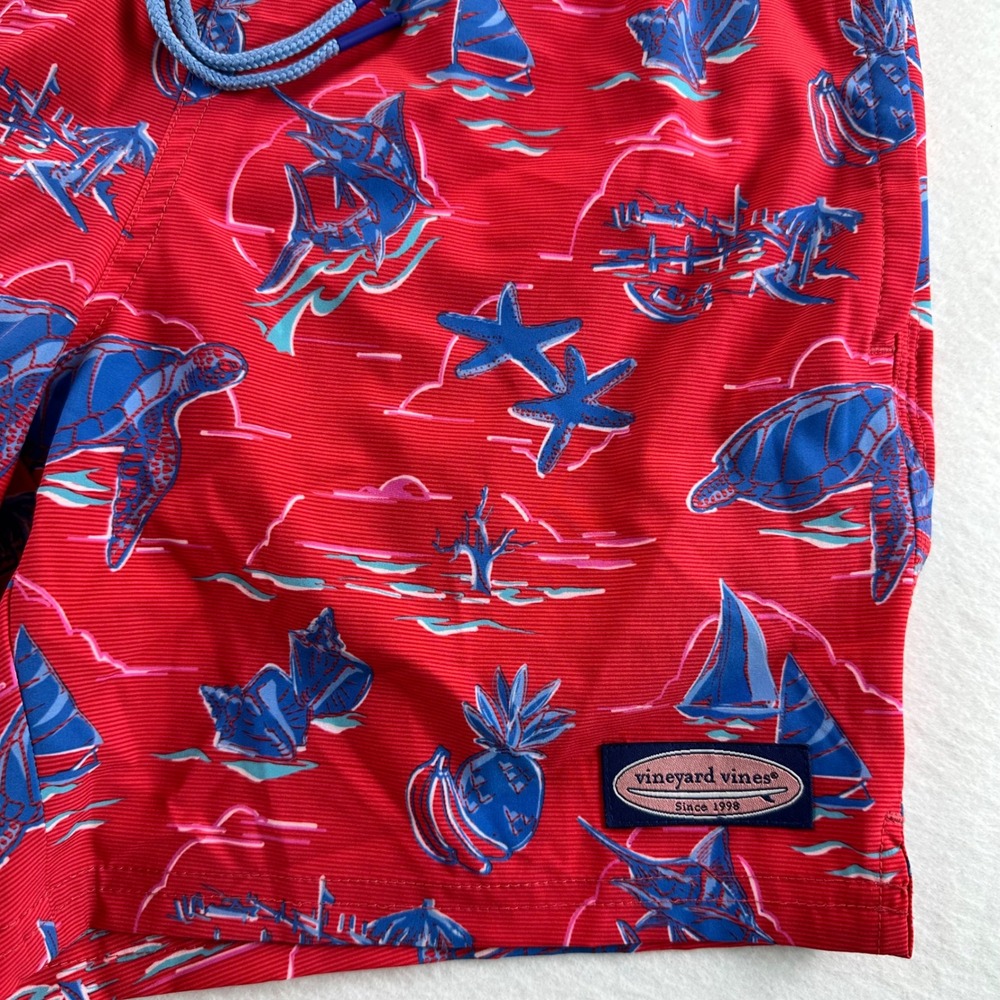 Vineyard Vines Mens XS Chappy Trunks Icons Sailors Red Nautical Swim Shorts NEW - Picture 8 of 16